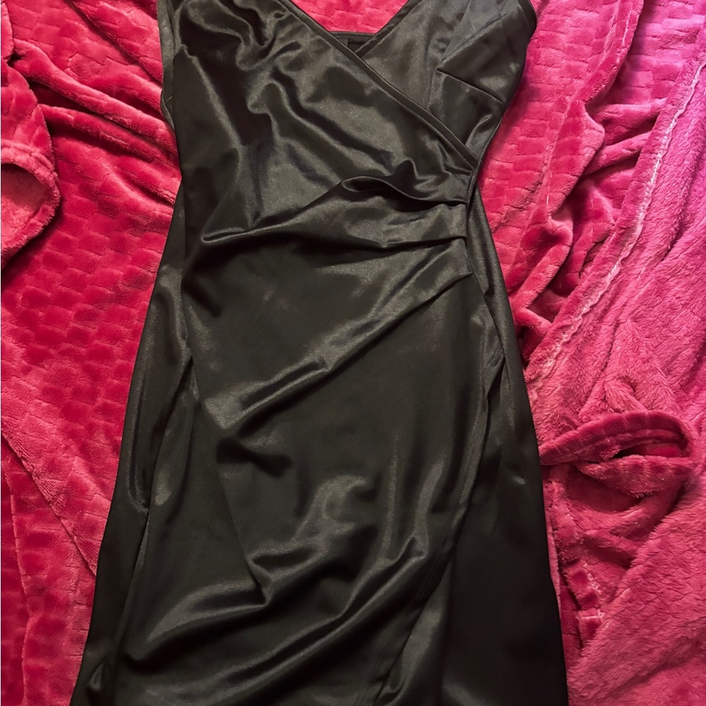 Iris Black Satin Dress